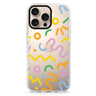 Abstract Doodles iPhone 16/15/14 Pro Max & Pro ultra clear case abstract pattern, front product view
