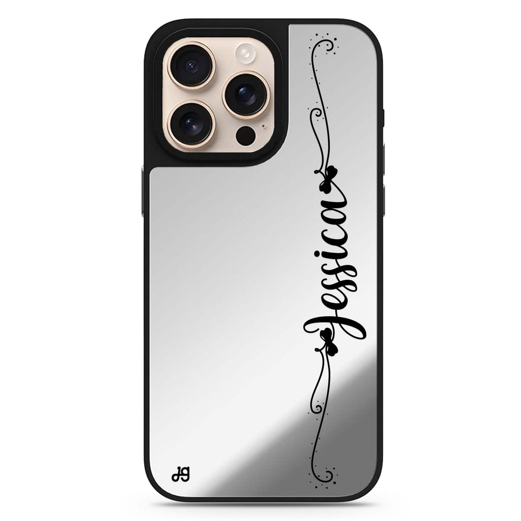 Custom Design 3 personalized name sleek reflective design iPhone 16/15/14 Pro Max & Pro mirror case
