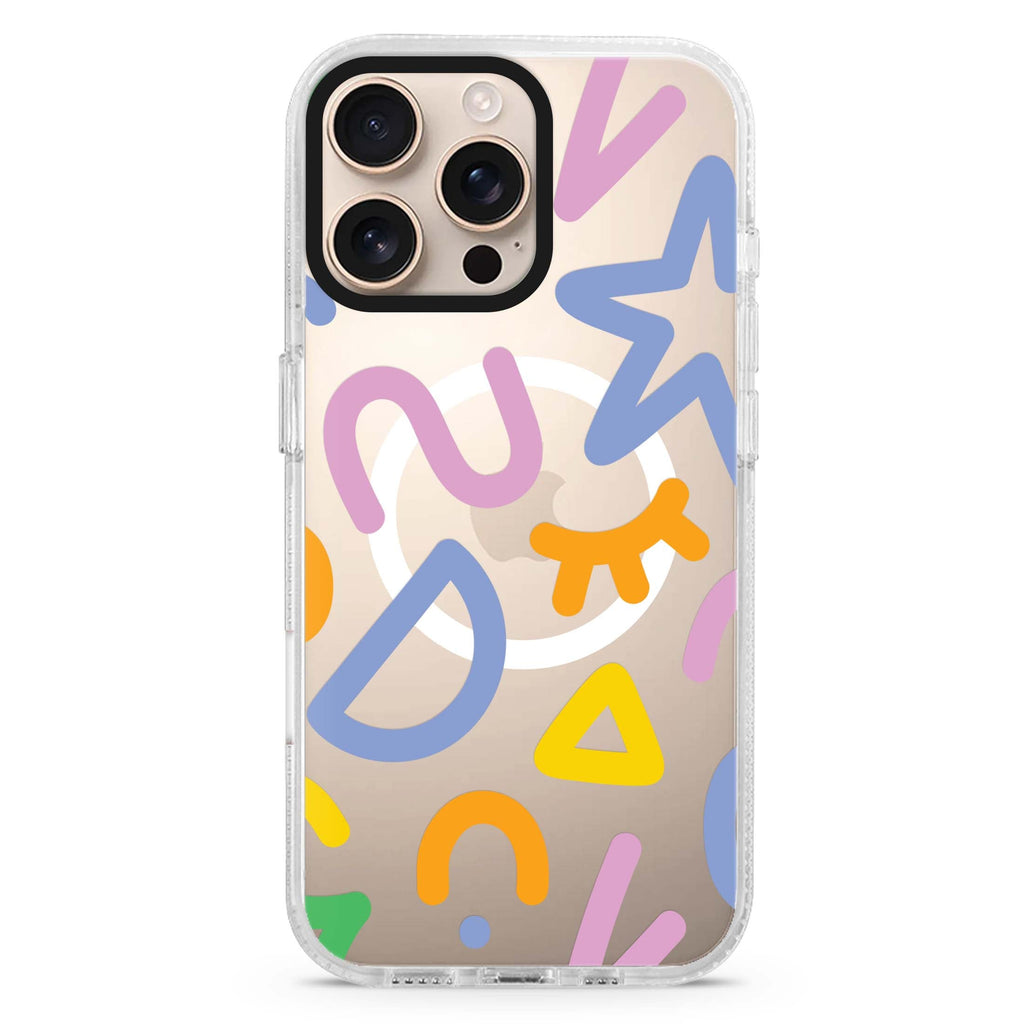 Abstract Doodles MagSafe Compatible iPhone 16 Pro Ultra Clear Case - Personalized and Stylish Protection
