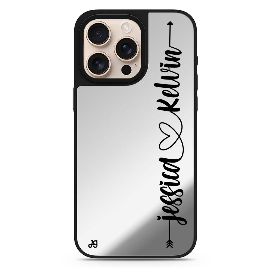 Custom Design 4 personalized name sleek reflective design iPhone 16/15/14 Pro Max & Pro mirror case
