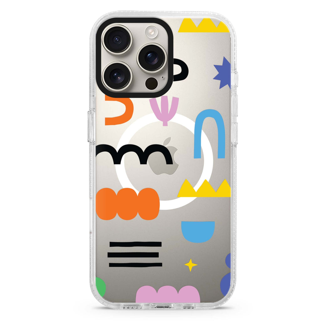 Abstract Doodles Pattern MagSafe Compatible iPhone 16 Pro Ultra Clear Case - Personalized and Stylish Protection