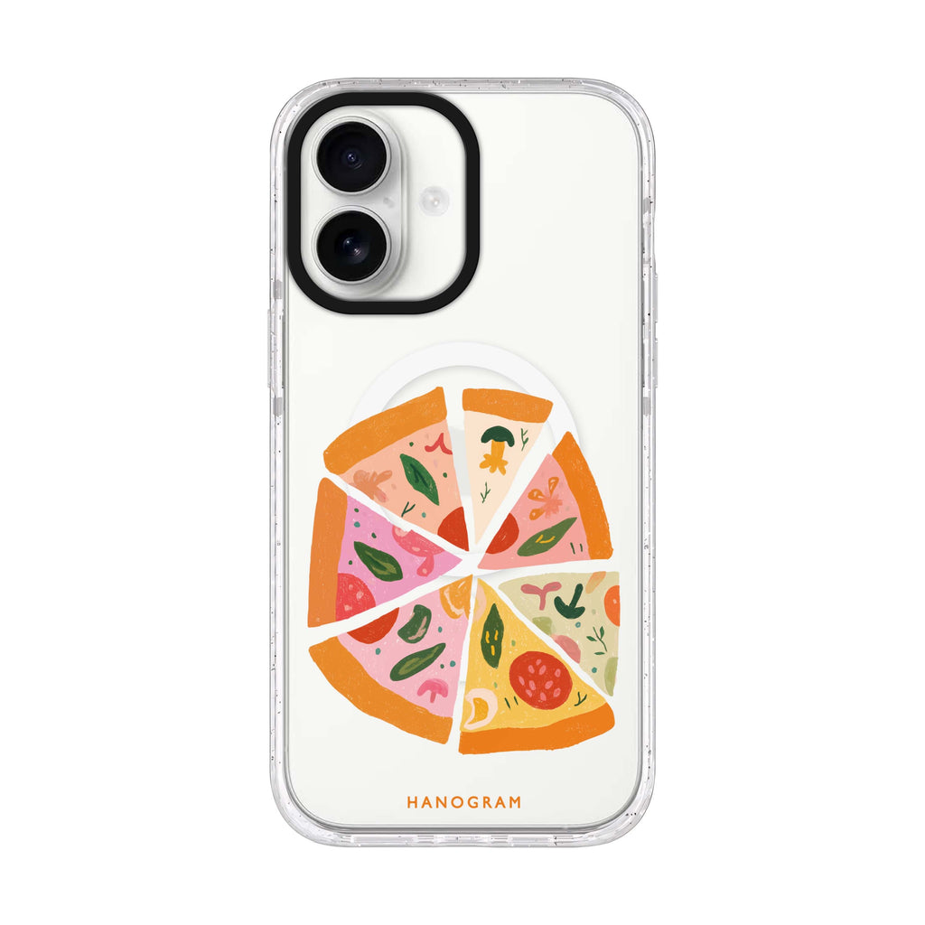 Pastel Pizza Dream iPhone 17 ultra clear MagSafe case, front product view