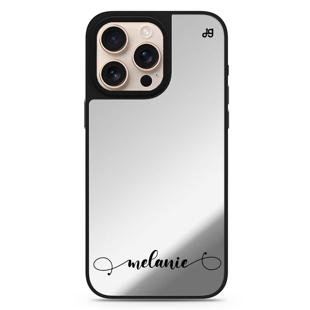 Custom Design 2 personalized name sleek reflective design iPhone 16/15/14 Pro Max & Pro mirror case