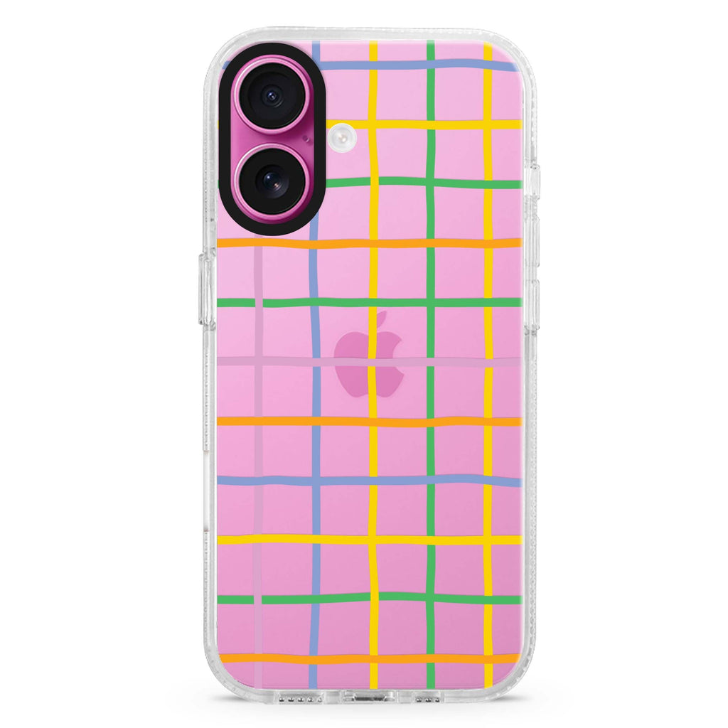 Abstract Doodles Pattern Style 2 iPhone 16 and 16 Plus ultra clear case, transparent artistic artwork, front product view
