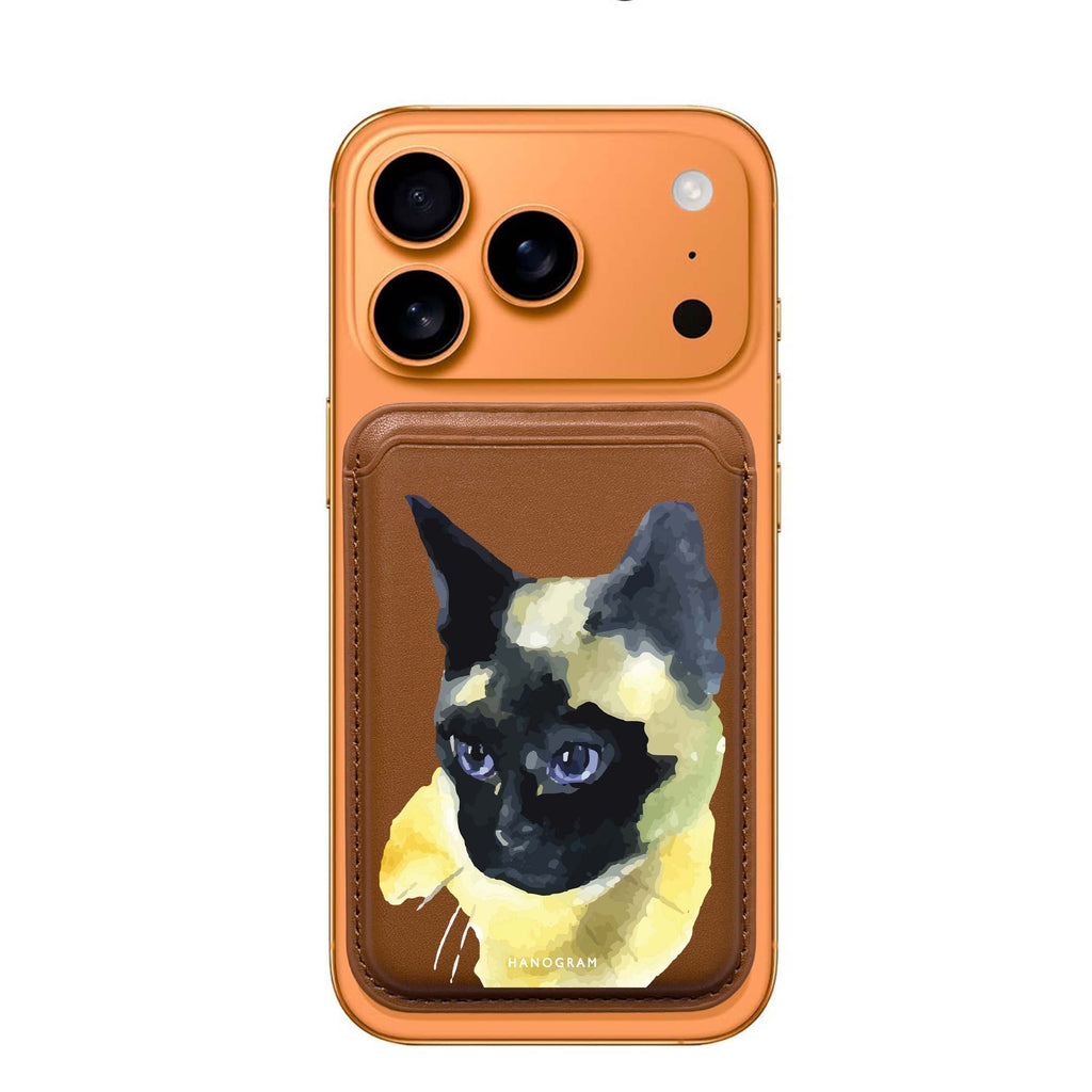 Watercolour Cat MagSafe wallet for iPhone, slim magnetic card holder, main view