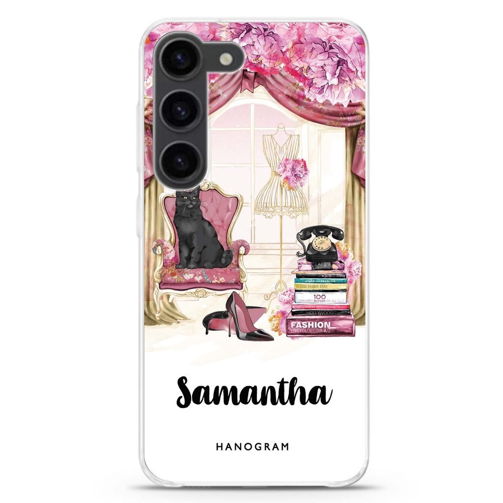 Vintage Fashion personalized ultra-clear case for Samsung Galaxy S23/S22, front view