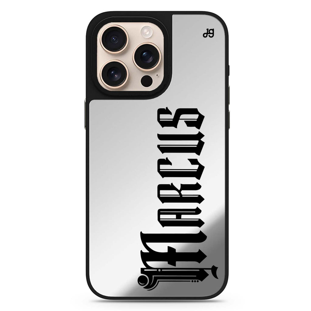 Custom Design 1 personalized name sleek reflective design iPhone 16/15/14 Pro Max & Pro mirror case