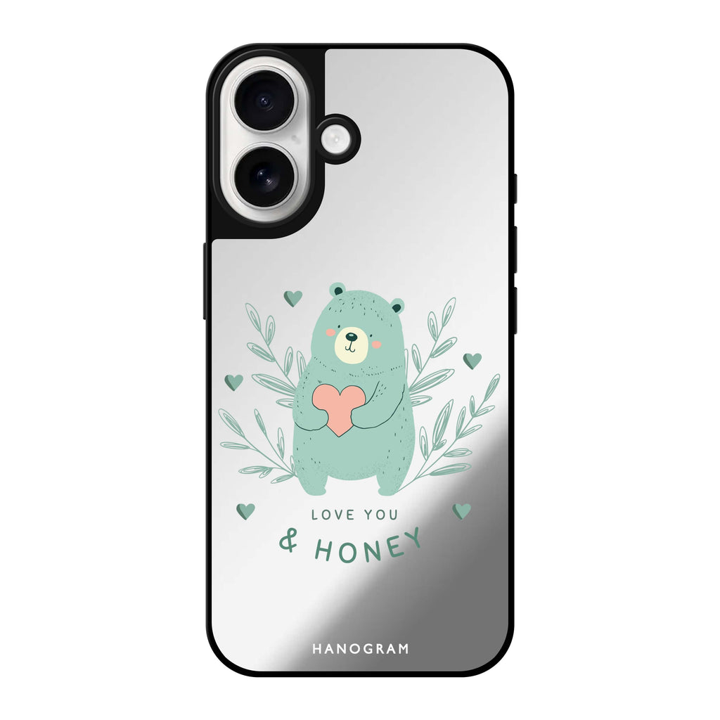 Reflective iPhone 16 Mirror Case –Honey Bear Design