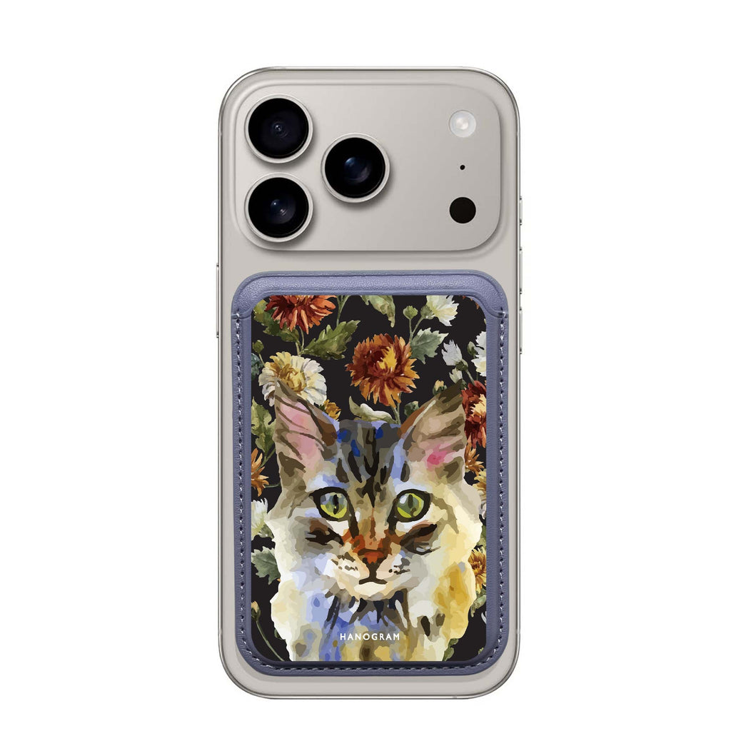 Watercolour Cat MagSafe wallet for iPhone, slim magnetic card holder, main view