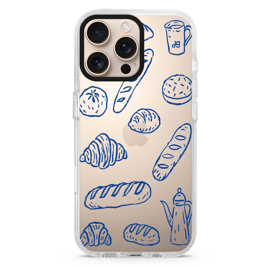 Blue Ink Boulangerie iPhone 16 Pro Max Ultra Clear Case - front view