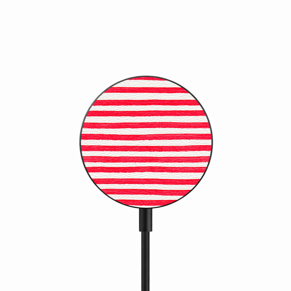 Red Crayon Stripes 25W Qi2.2 magnetic wireless charger front view