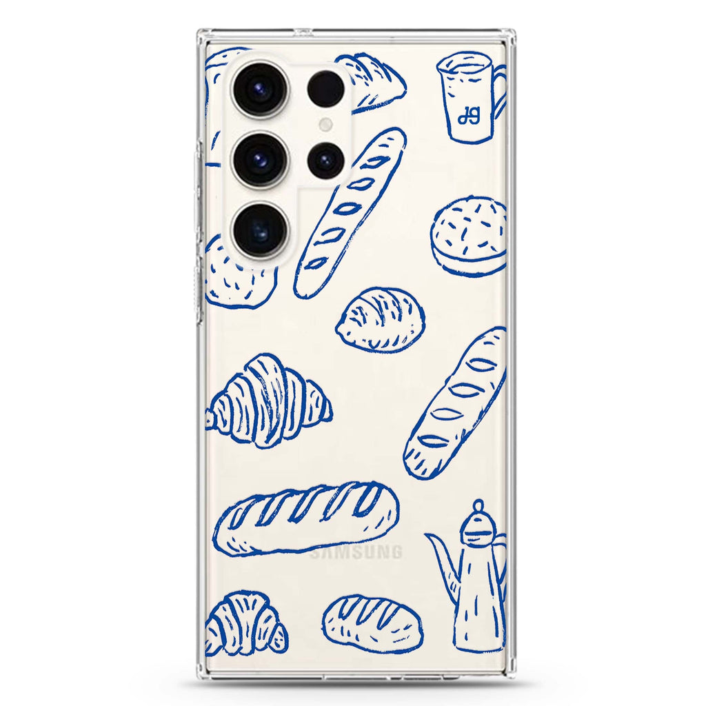 Blue Ink Boulangerie Samsung Galaxy Ultra Clear Case — front view