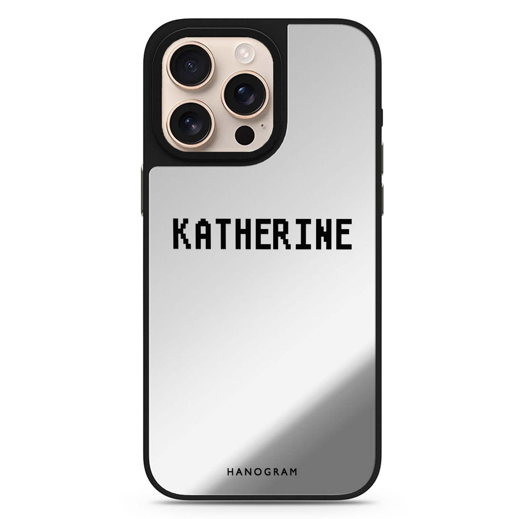 Pixel Custom Name personalized name sleek reflective design iPhone 16/15/14 Pro Max & Pro mirror case