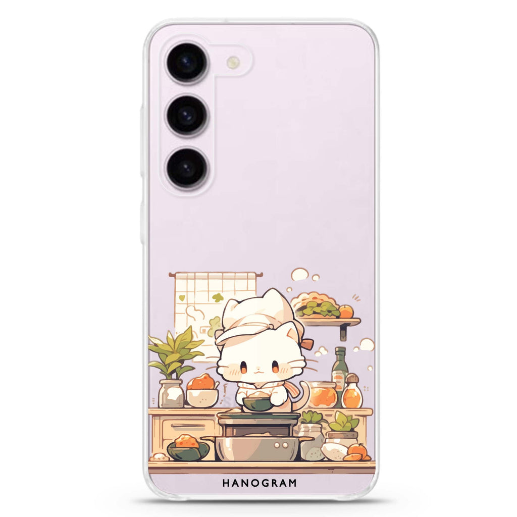 Chef Whisker Mess ultra-clear case for Samsung Galaxy S23/S22, front view