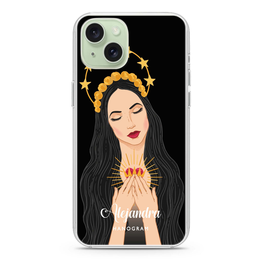 The Virgin Mary iPhone 15 Plus MagSafe Compatible Ultra Clear Case