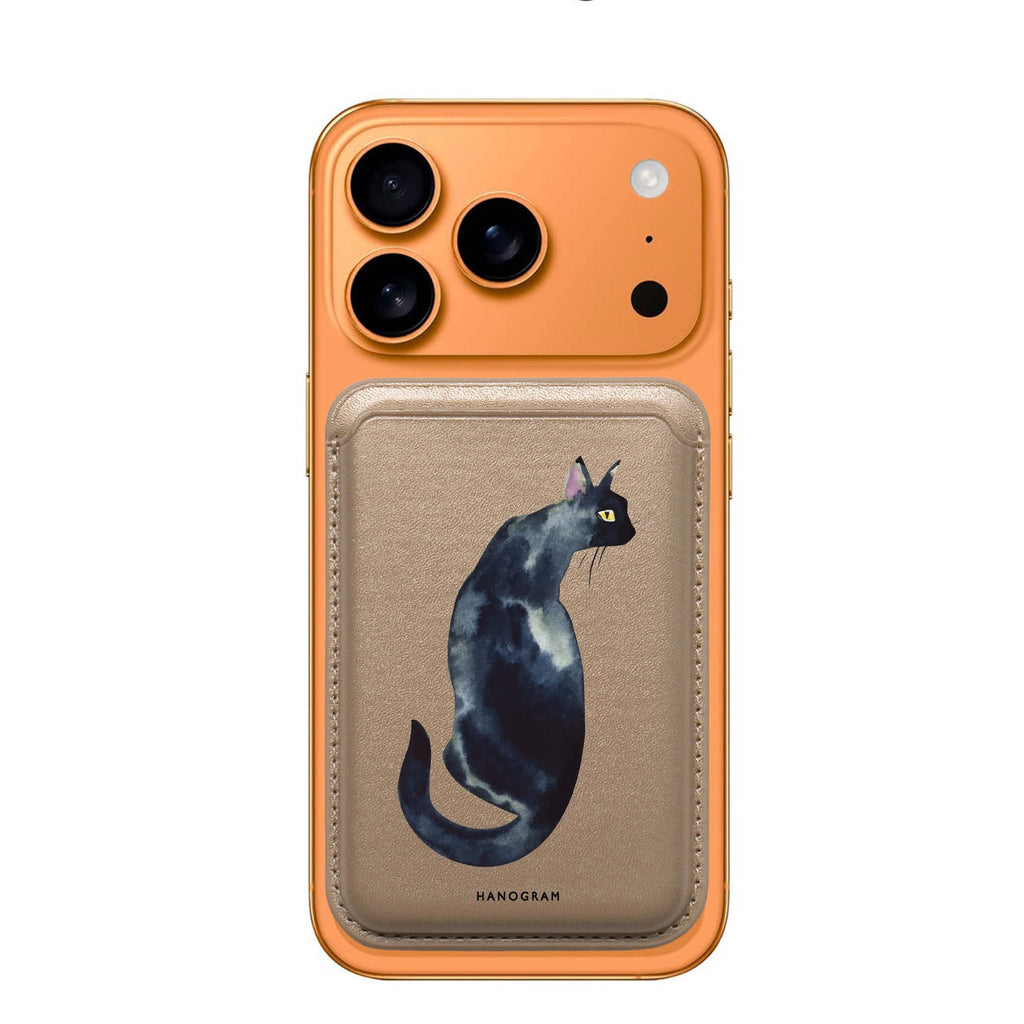 Watercolour Cat MagSafe wallet for iPhone, slim magnetic card holder, main view