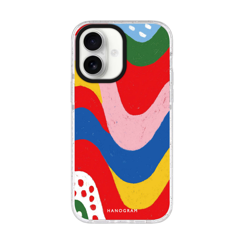 Candy Stripe Glow iPhone 17 ultra clear MagSafe case, front product view