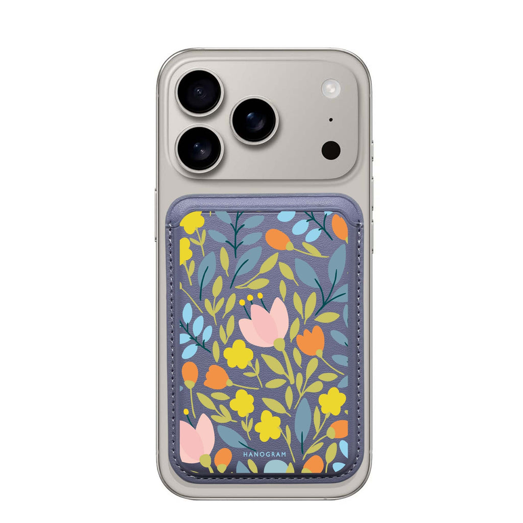 Floral MagSafe wallet for iPhone, slim magnetic card holder, main view