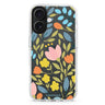 Floral Style 3 iPhone 16 and 16 Plus ultra clear case, transparent floral artwork, front product view