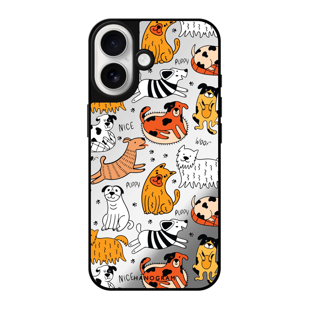 Reflective iPhone 16 Mirror Case –Furry Friends Design