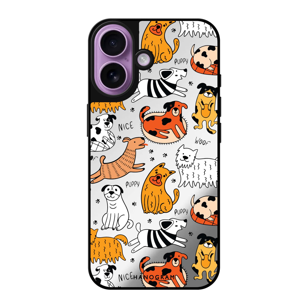 Reflective iPhone 16 Mirror Case –Furry Friends Design