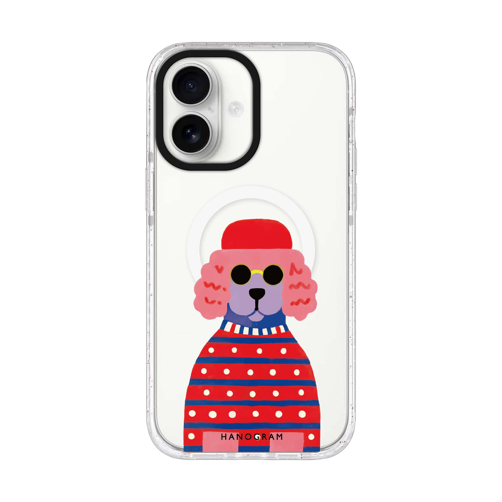 Groovy Poodle iPhone 17 ultra clear MagSafe case, front product view