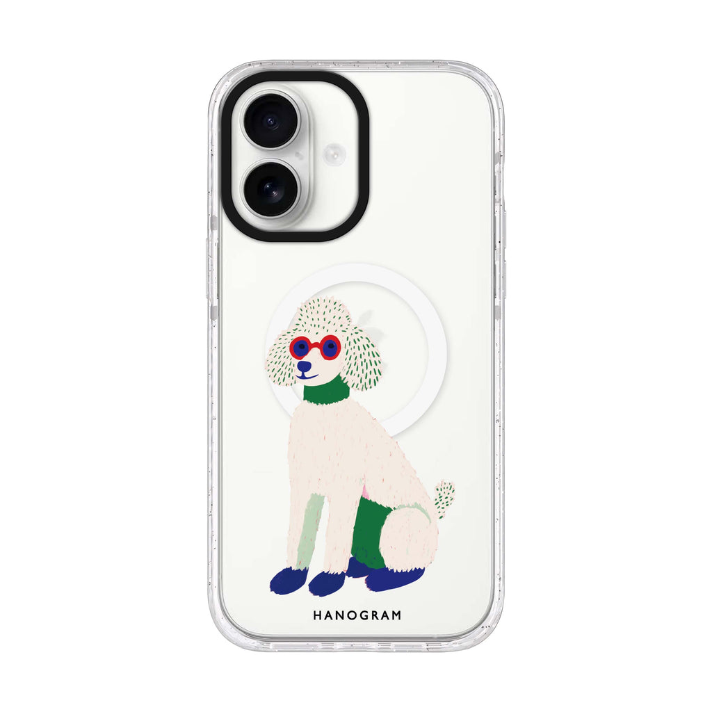 Peace & Poodle iPhone 17 ultra clear MagSafe case, front product view