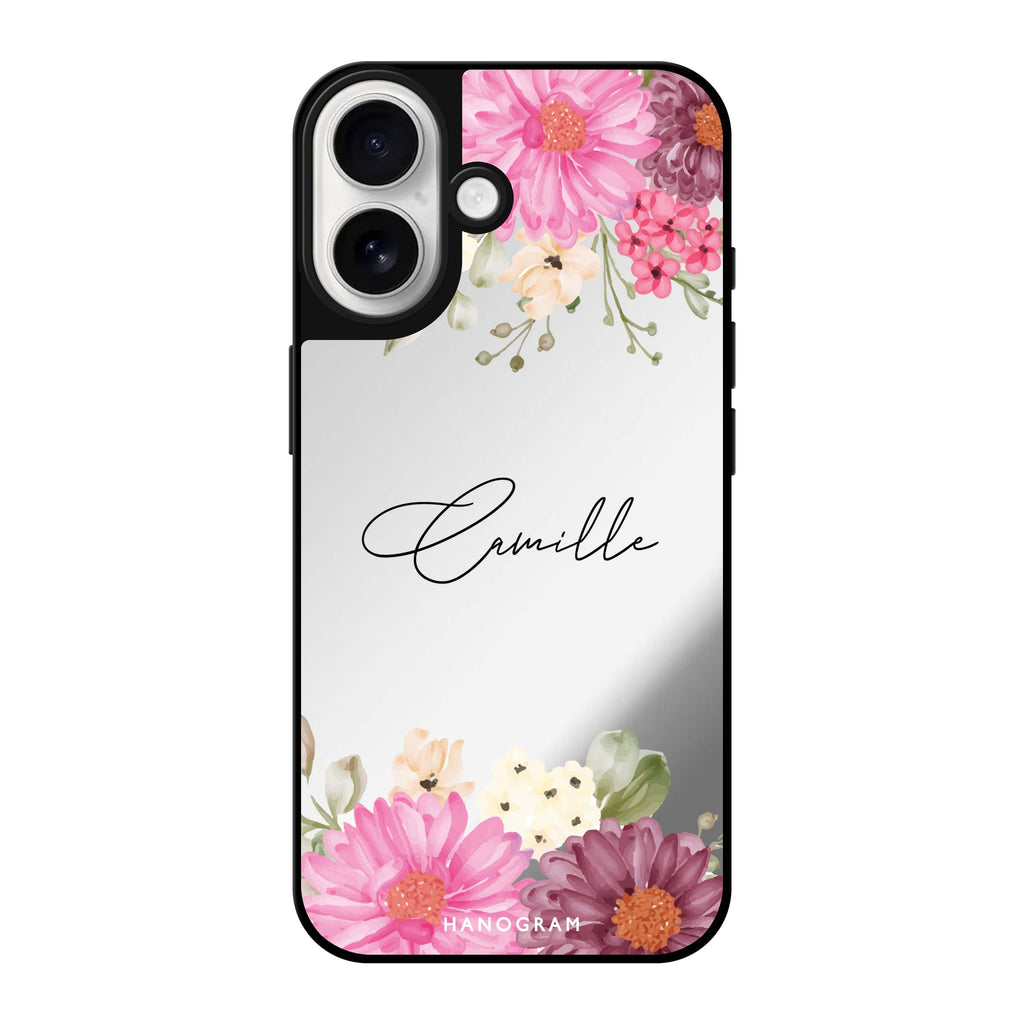 Reflective iPhone 16 Mirror Case –Blooms Bounty Design