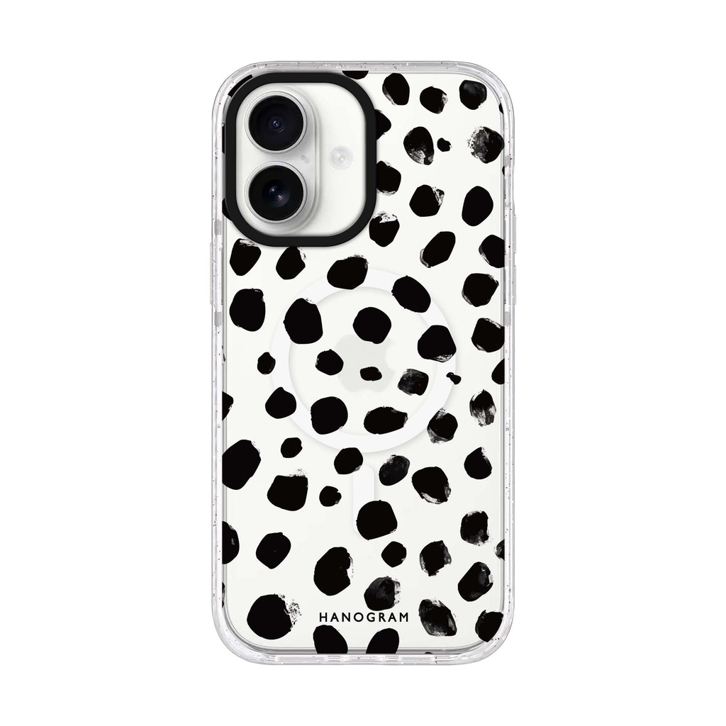 Classic Dalmatian Spots iPhone 17 ultra clear MagSafe case, front product view