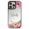 Garden Glow personalized name floral design iPhone 16/15/14 Pro Max & Pro mirror case