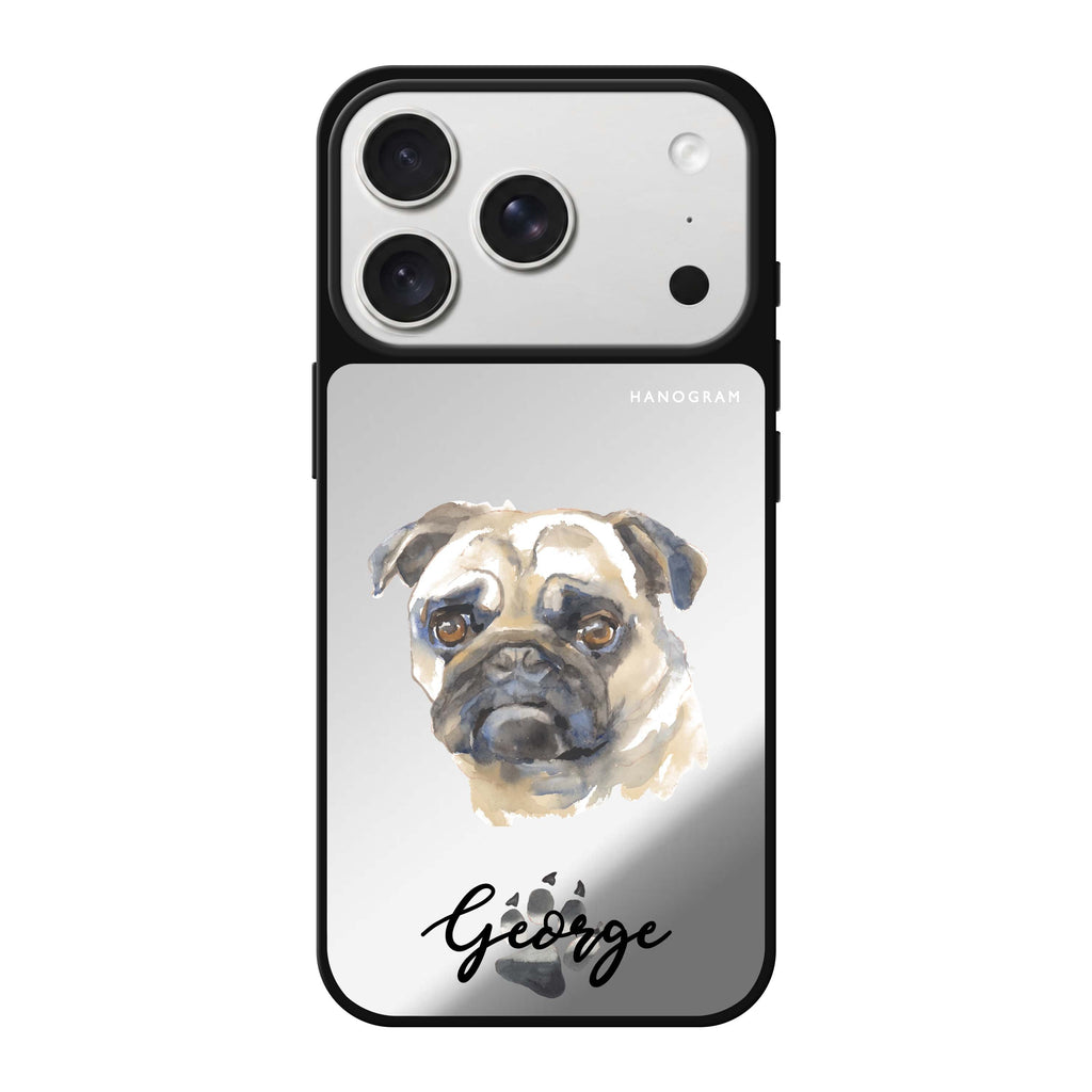 Pug personalized name dog animal iPhone 18 Pro Max mirror case