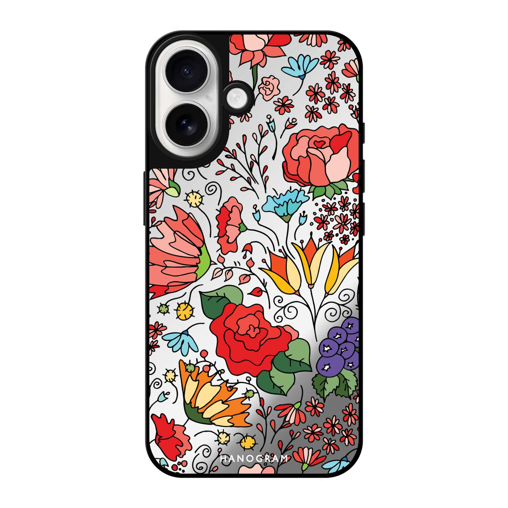 Reflective iPhone 16 Mirror Case –Petal Poetry Design