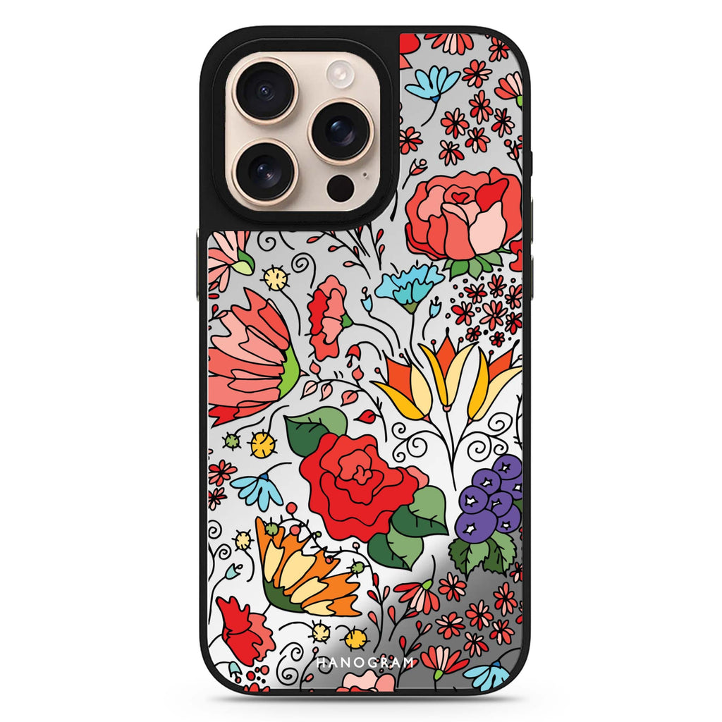 Reflective iPhone 16 Pro Mirror Case – Petal Poetry Design