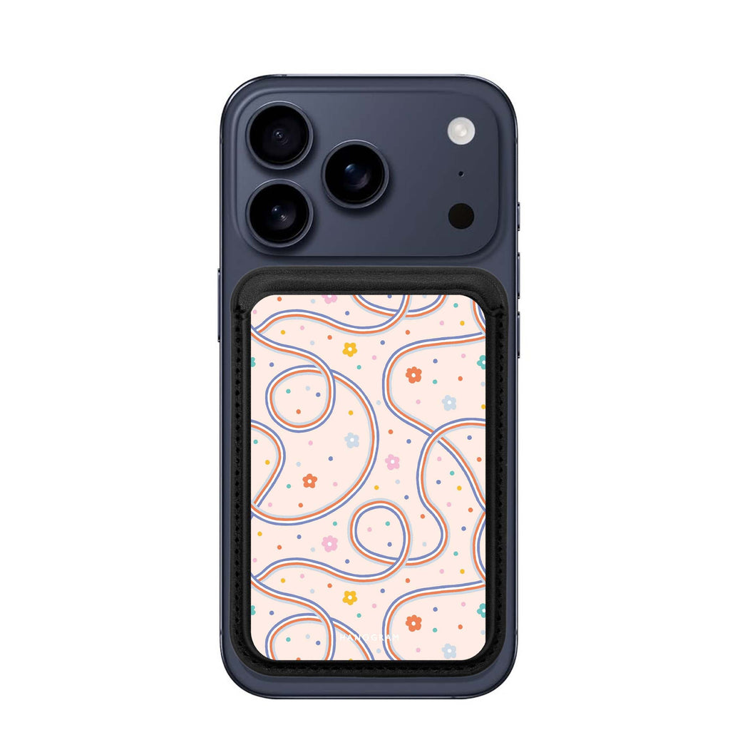 Floral & Line MagSafe wallet for iPhone, slim magnetic card holder, main view