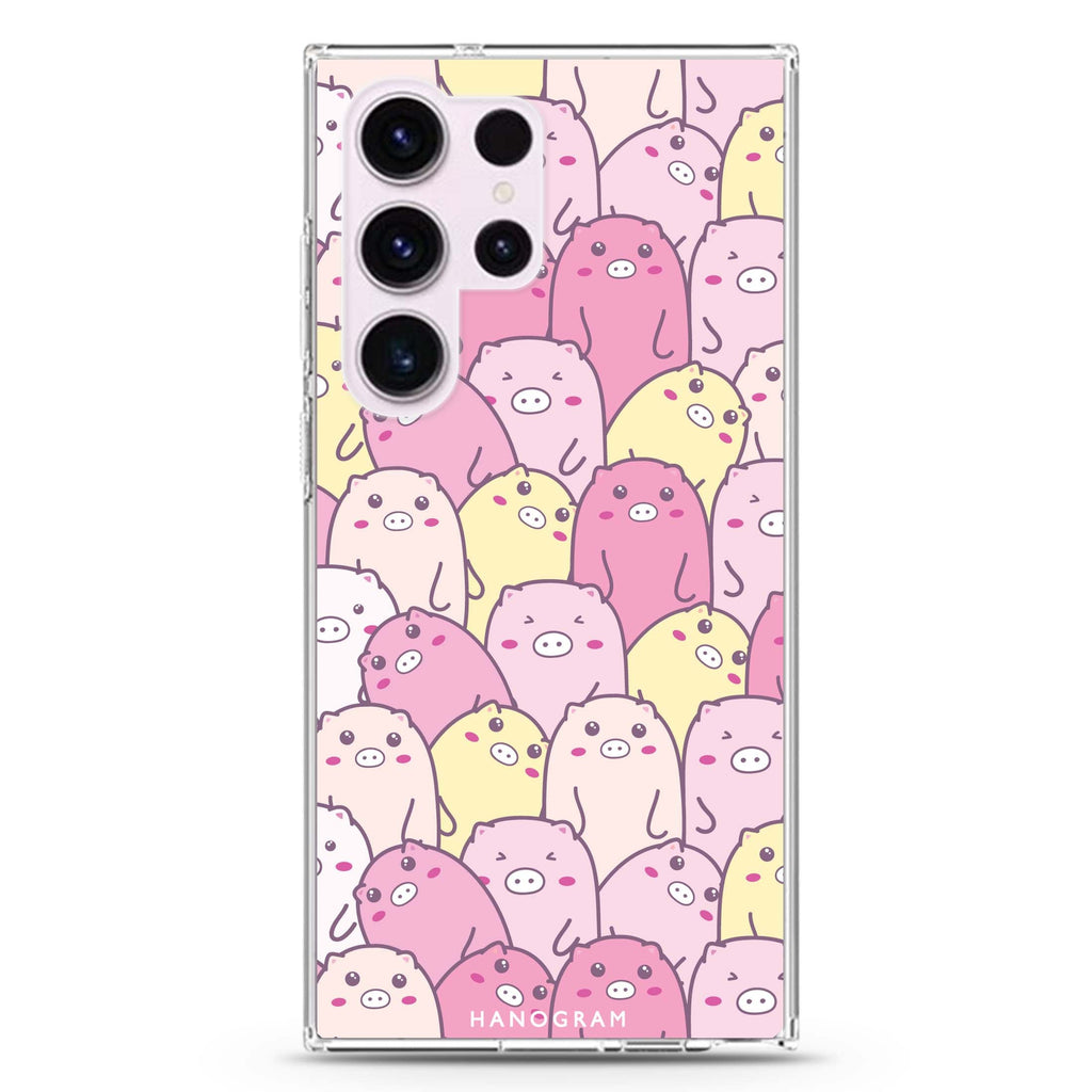 Piggy Pals Samsung Galaxy S26/S25/S24/S23/S22 Ultra ultra clear case, transparent design, main view