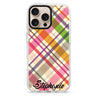 Colourful Checker Name custom name iPhone 16/15/14 Pro Max & Pro ultra clear case abstract pattern, front product view