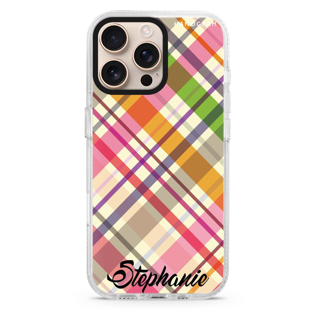 Colourful Checker Custom Name iPhone 16 Pro & 16 Pro Max Case - Personalized and Stylish Protection