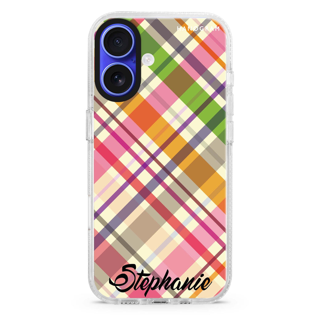 Colourful Checker Custom Name MagSafe Compatible iPhone 16 Ultra Clear Case - Personalized and Stylish Protection