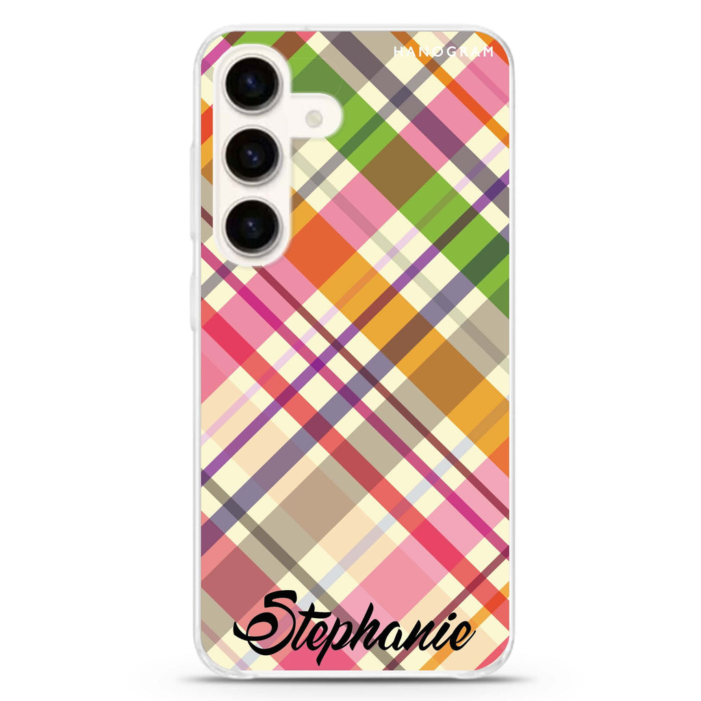Colourful Checker Custom Name Samsung Galaxy Ultra Clear Case