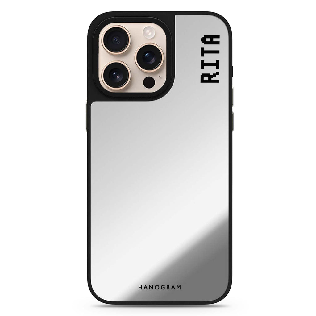 Pixel Custom Name II personalized name sleek reflective design iPhone 16/15/14 Pro Max & Pro mirror case