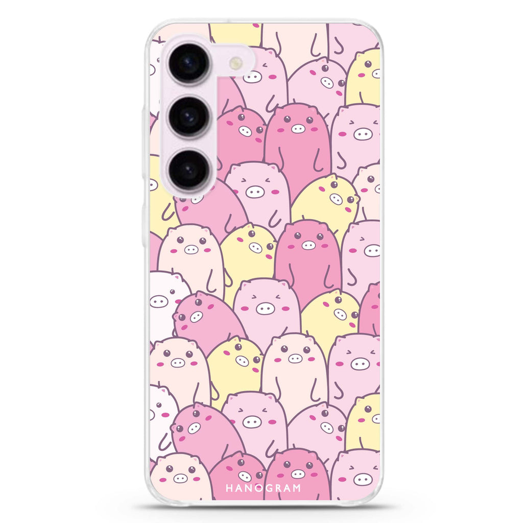 Piggy Pals ultra-clear case for Samsung Galaxy S23/S22, front view