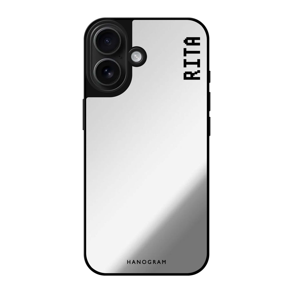 Reflective iPhone 16 Mirror Case –Pixel Custom Name II Design