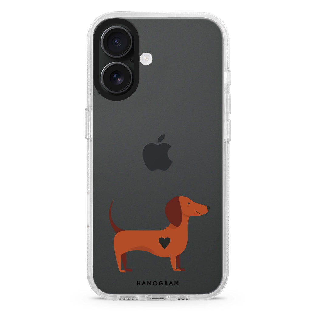 Little Longbody Love iPhone 16 and 16 Plus ultra clear case, transparent romantic artwork, front product view