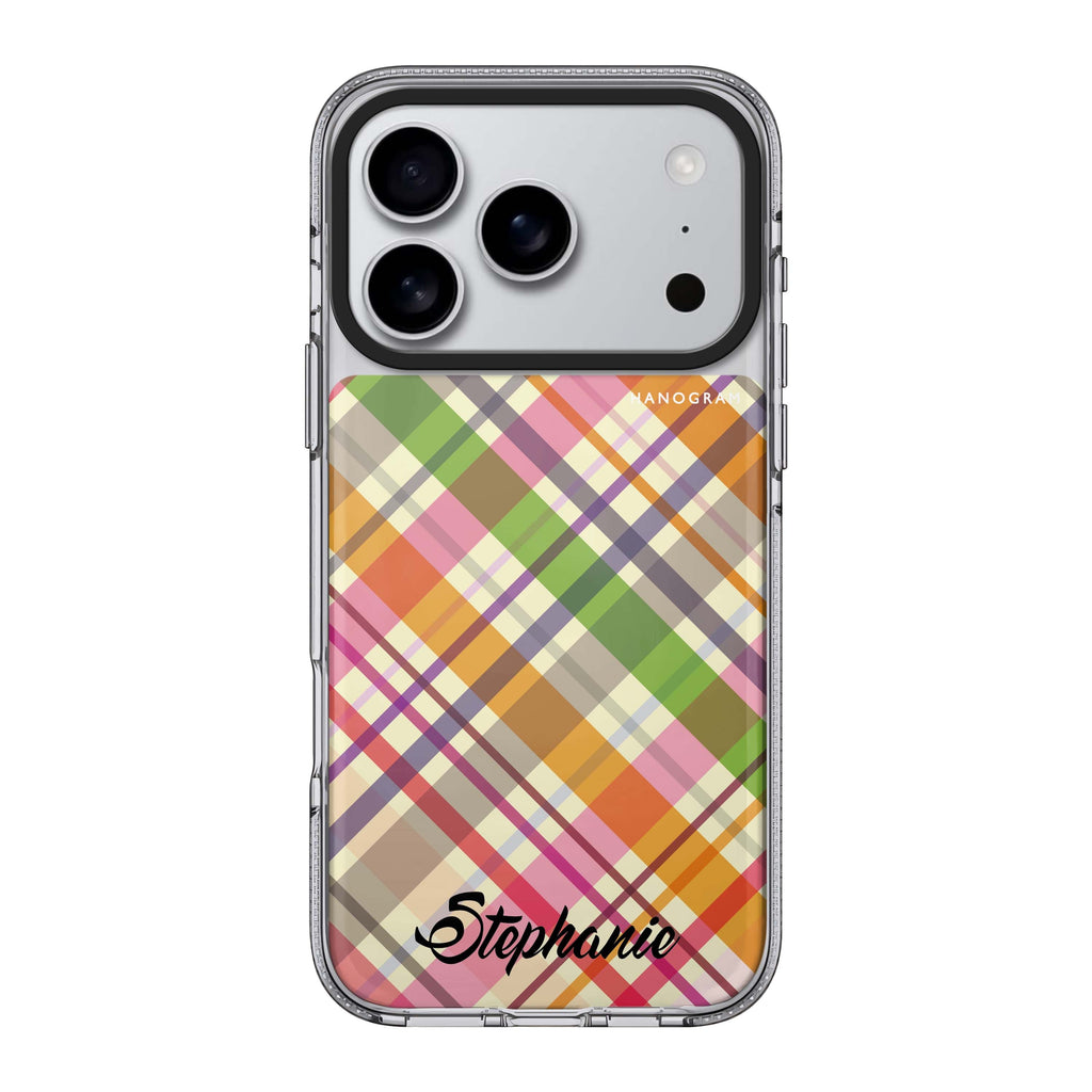 Colourful Checker Custom Name personalized name multicolor typography bright iPhone 17 Pro Max ultra clear case