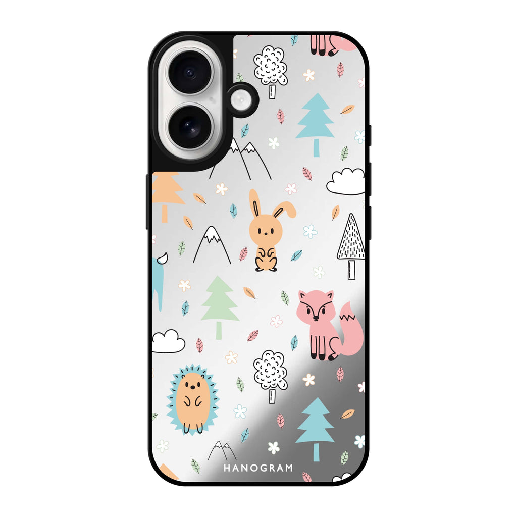 Reflective iPhone 16 Mirror Case –Whimsy Wildlife Design
