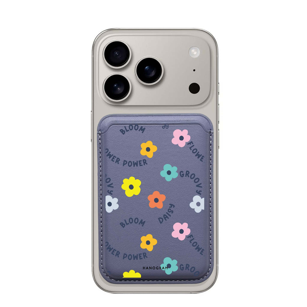 Flower Power MagSafe wallet for iPhone, slim magnetic card holder, main view