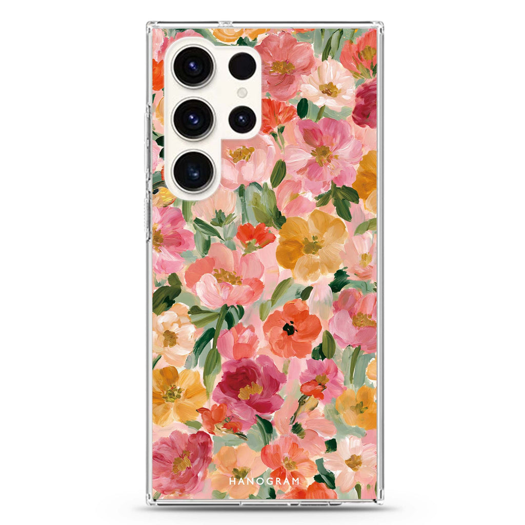 Peach Petal Impasto Samsung Galaxy Ultra Clear Case — front view