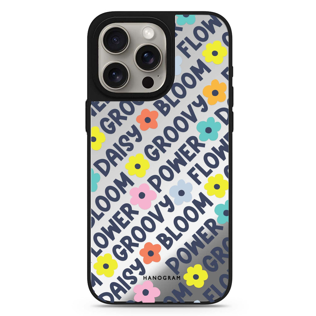 Groovy Flower MagSafe compatible mirror case for iPhone 16/15/14 Pro Max and Pro, main view