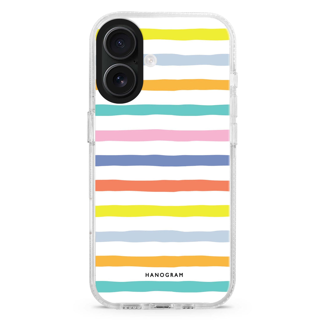 Colourful Line iPhone 16 and 16 Plus ultra clear case, transparent abstract pattern, front product view