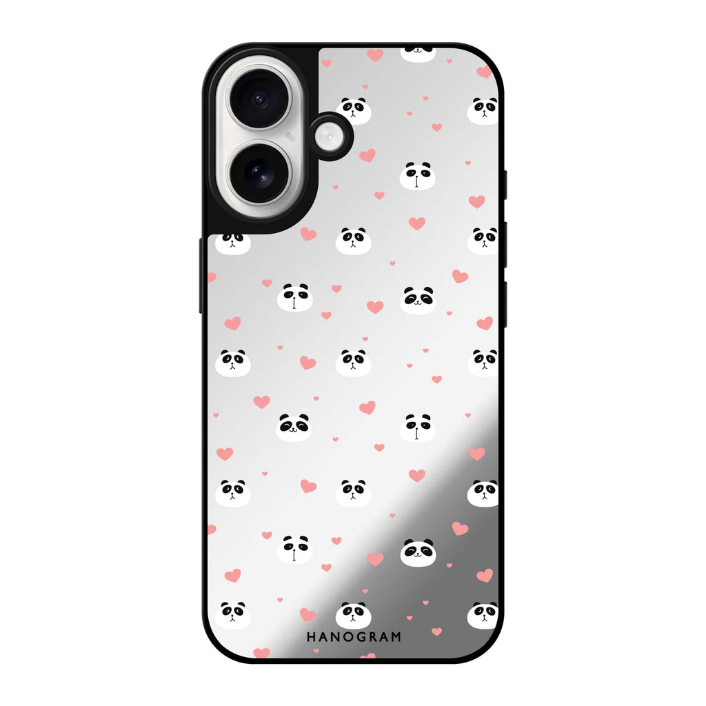 Reflective iPhone 16 Mirror Case –Panda Playtime Design